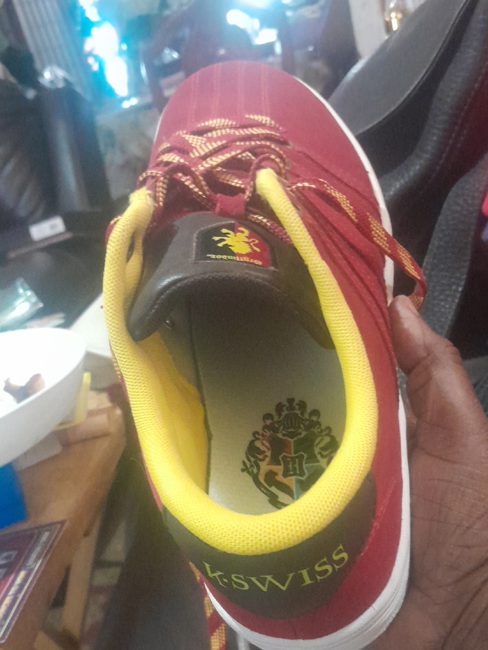 K-Swiss Maroon and Yellow Low-Top Sneaker